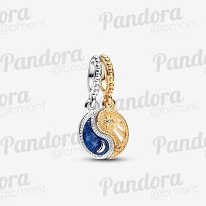 Pandora Two-tone Splittable Sun & Moon Dangle Charm
